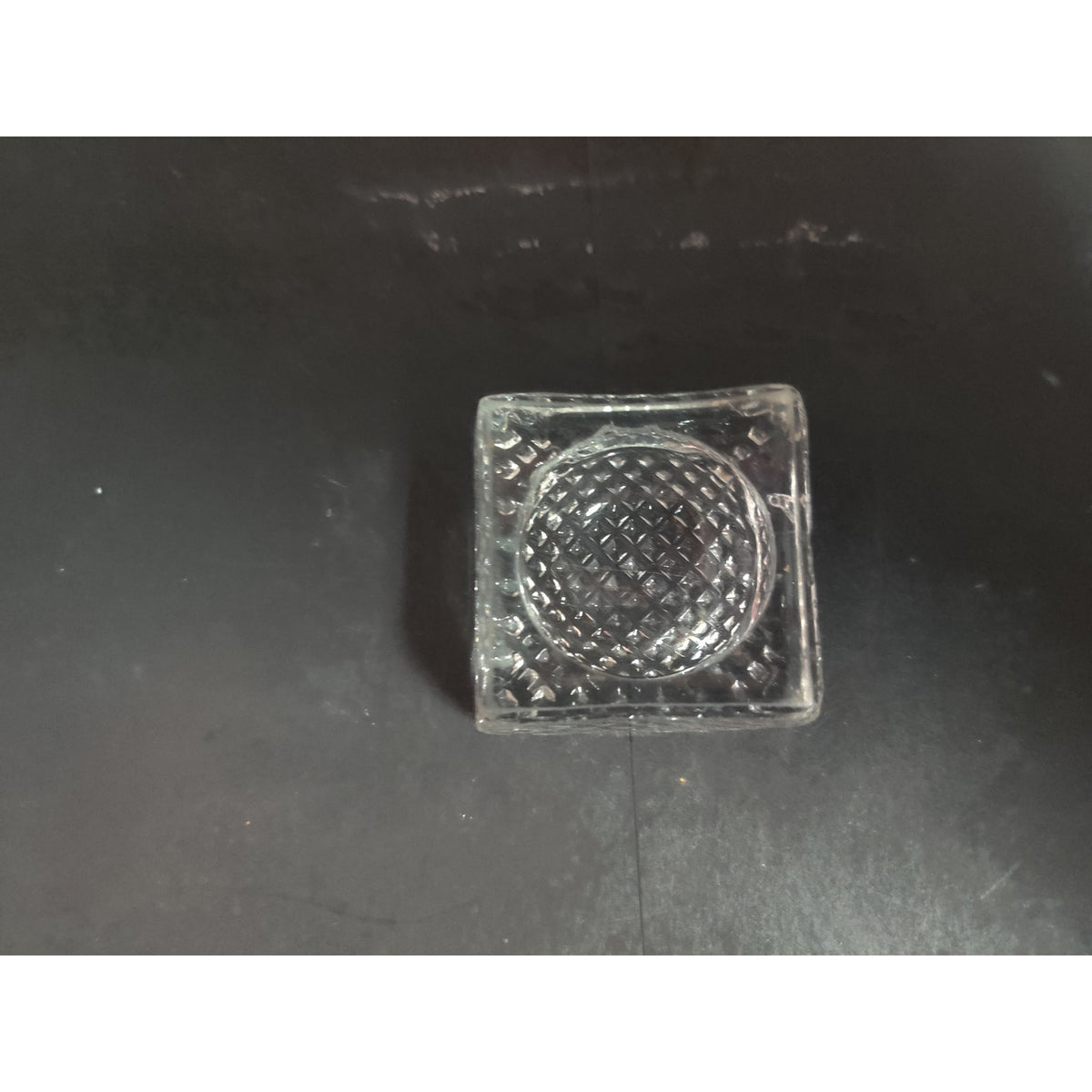 Vintage Square Pressed Glass Open Salt Cellar Cut Pattern Table Accent