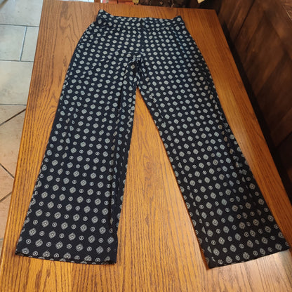 Vince Camuto Small Casual Stretch Wide-Leg Pants Lightweight Travel Pull On Blue