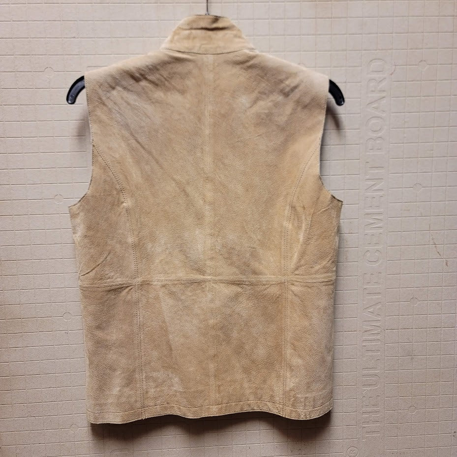 Ruff Hewn Women's Suede Leather Vest Full Zip SMALL Sleeveless lined high collar
