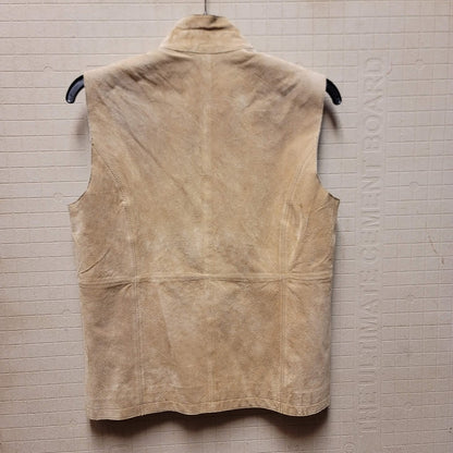 Ruff Hewn Women's Suede Leather Vest Full Zip SMALL Sleeveless lined high collar