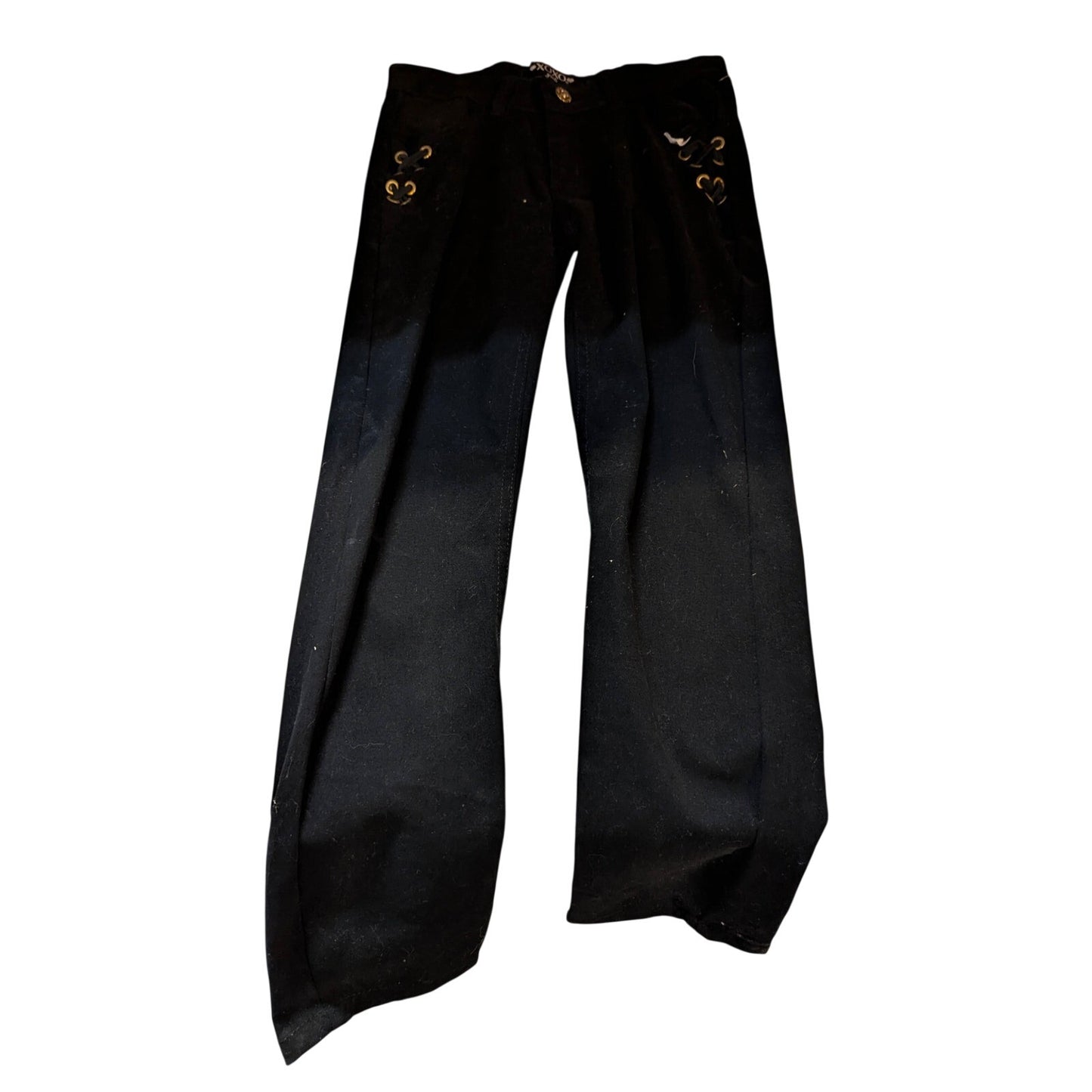 XOXO Girls Black Pants Size 14 NWT Lace Up Accent Rhinestone Pocket Y2K Vibe