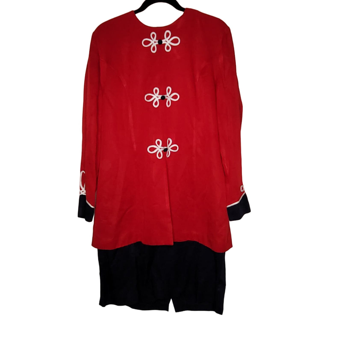 Vintage 80's DANNY & NICOLE Red white blue drop skirt dress long sleeve Large