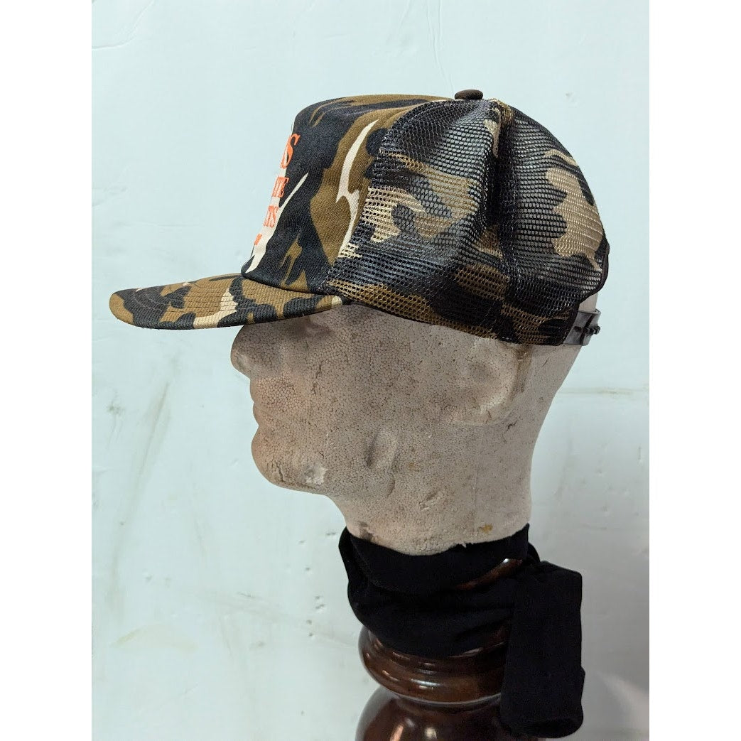VINTAGE Snap Back TRUCKER Hat Mesh Foam Cap USA Camo CBS Concrete products SM