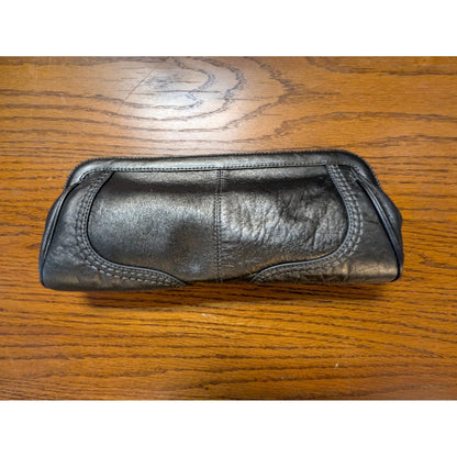 Vintage Sigrid Olsen Pewter Leather Framed Clutch Shoulder Bag