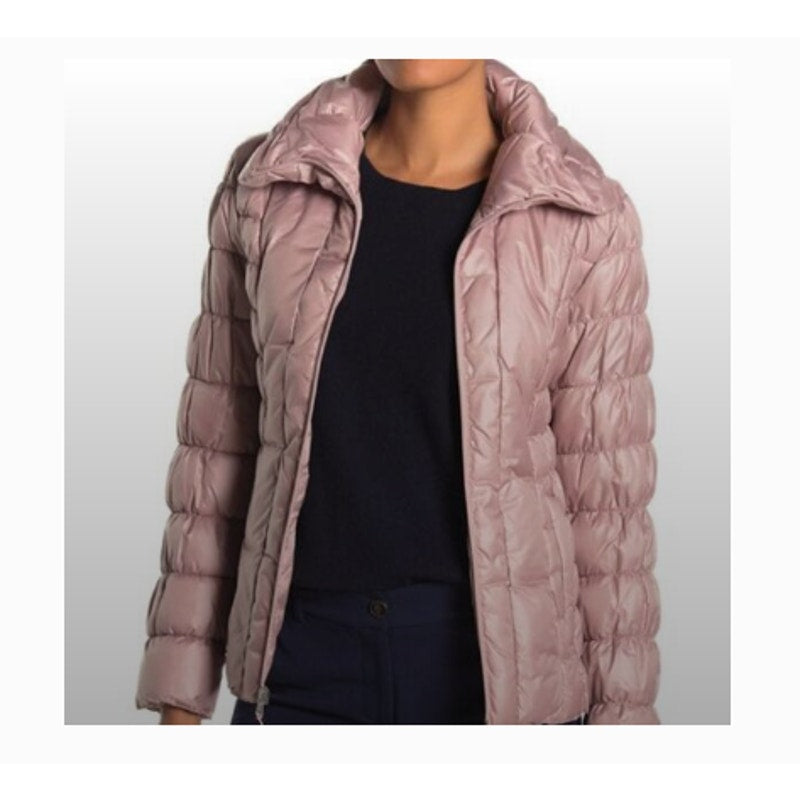 Kenneth Cole New York Quilted Puffer Jacket Long Sleeves Pink Size XLarge