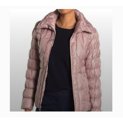 Kenneth Cole New York Quilted Puffer Jacket Long Sleeves Pink Size XLarge