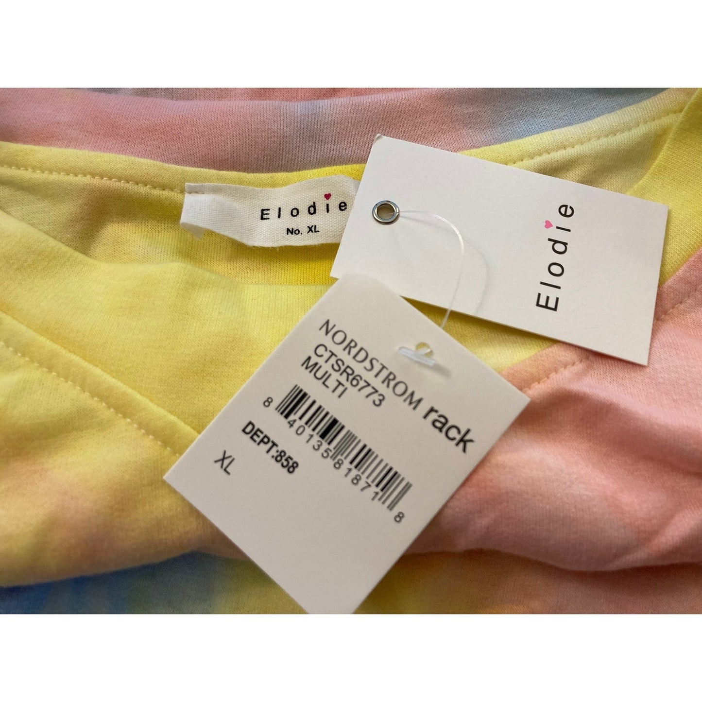 NWT Elodie Multi Pastel Tie Dye Crop Long Sleeve Sweatshirt Sx XL/Extra Large