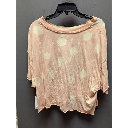 Abound boxy Medium Pink Yellow Polka Dot neck pocket raw edge acid wash splatter