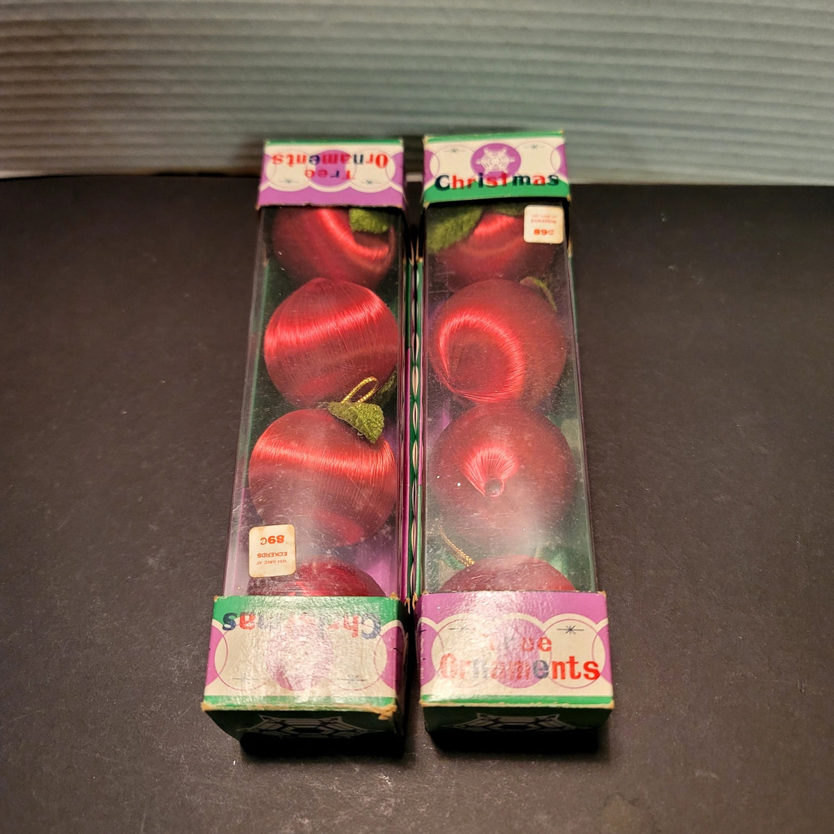 8 spun Nylon vintage christmas tree ornaments 2 packs red 2" balls