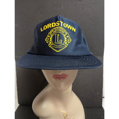 Vintage Lions Club Lordstown Navy Blue Snapback Trucker Hat Made in USA