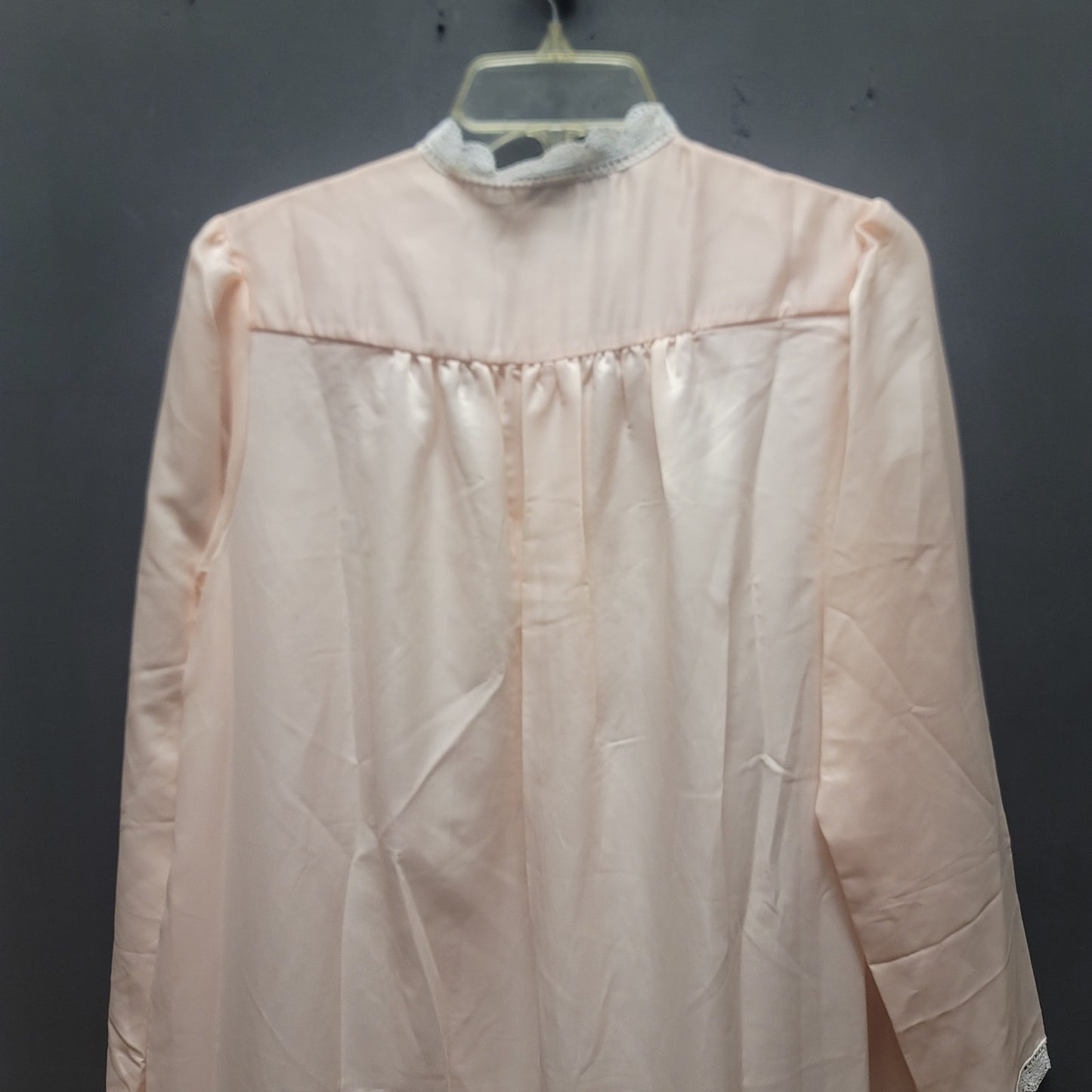 Christian Dior Vintage Pink Lace Trim Long Nightgown Robe Retro Coquette Small