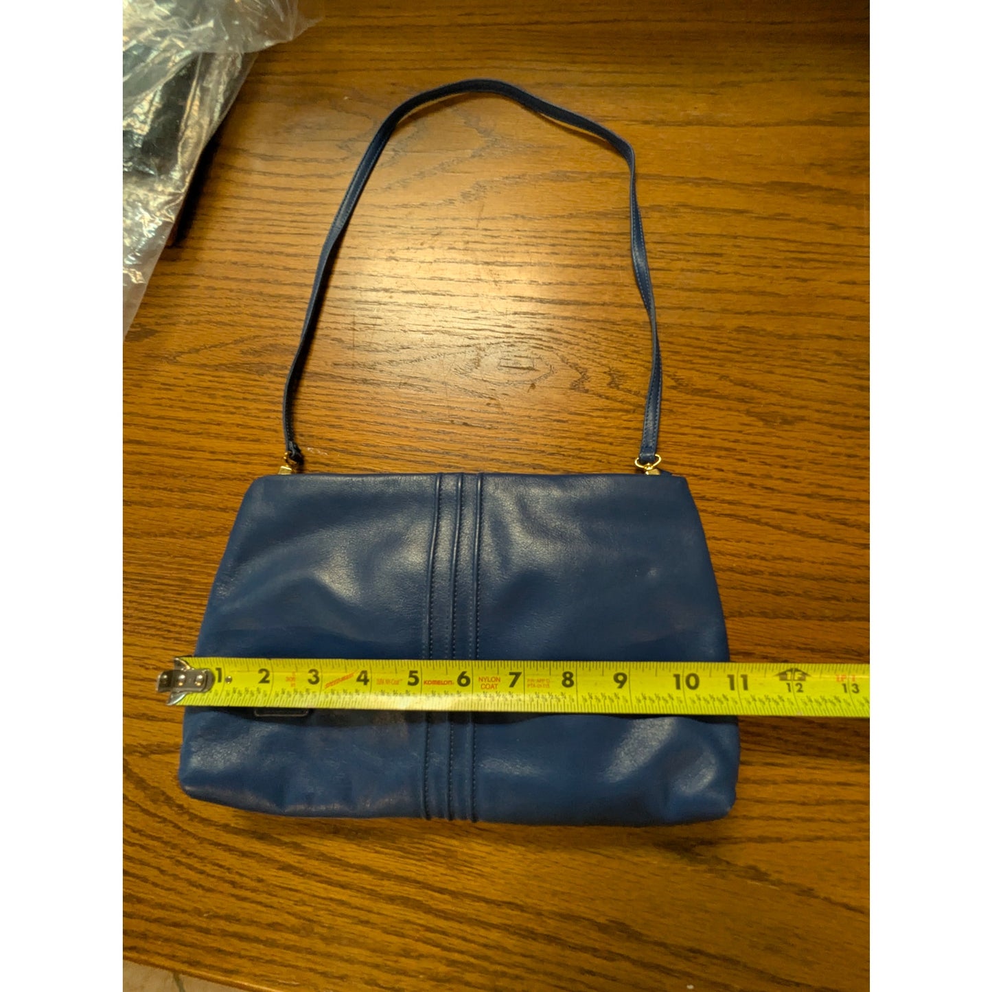 Vintage Anne Klein Blue Leather Minimalist Shoulder Bag Clutch Shoulder Strap