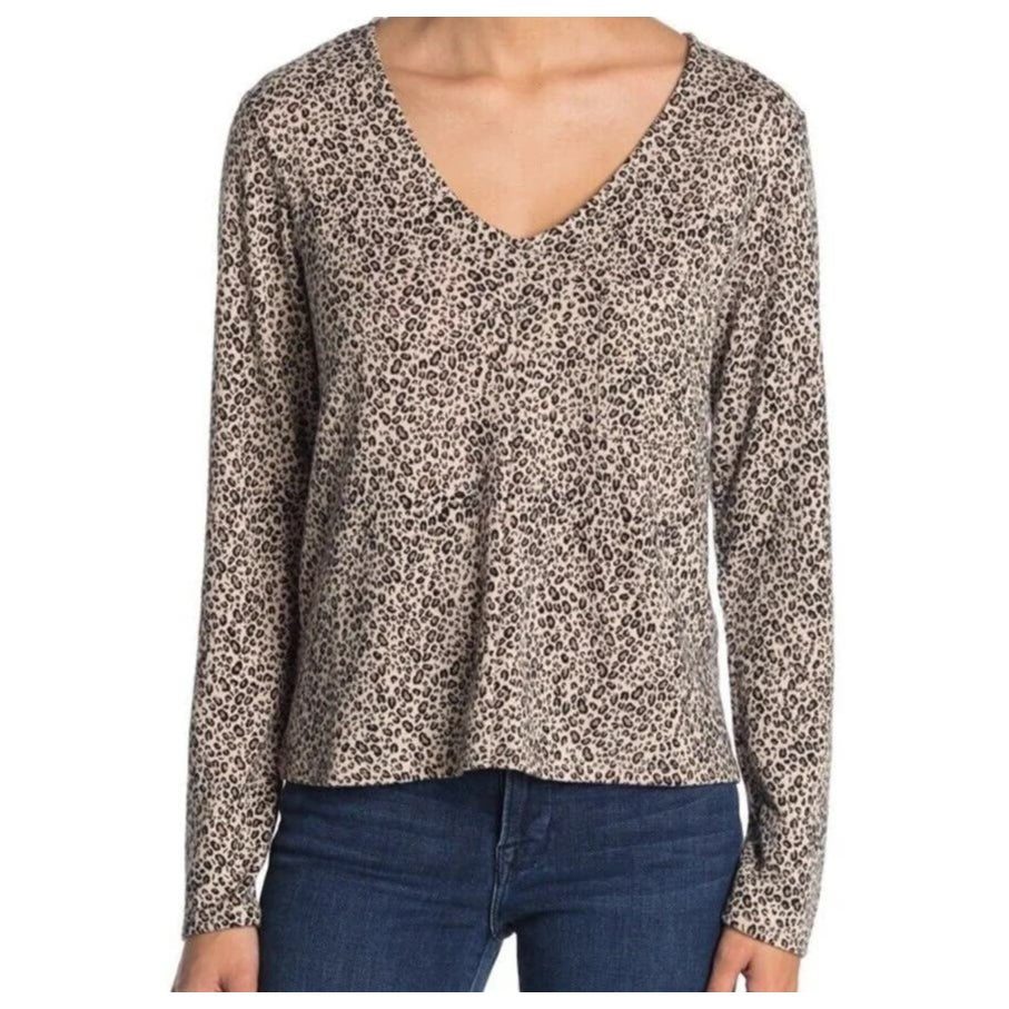 Sanctuary Soft Brushed Scoop Neck Pullover Sweater XL/Extra Large in Leopard NWT