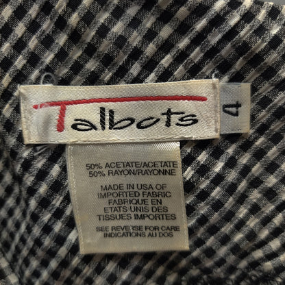 Vintage Talbots Black White Gingham Check Knee Length Dress Size 4