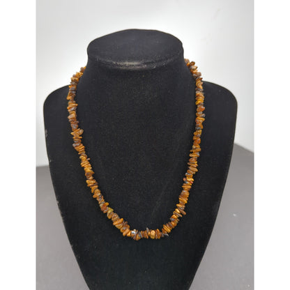Vintage Fashion Necklace earthtone chippy stone shell boho