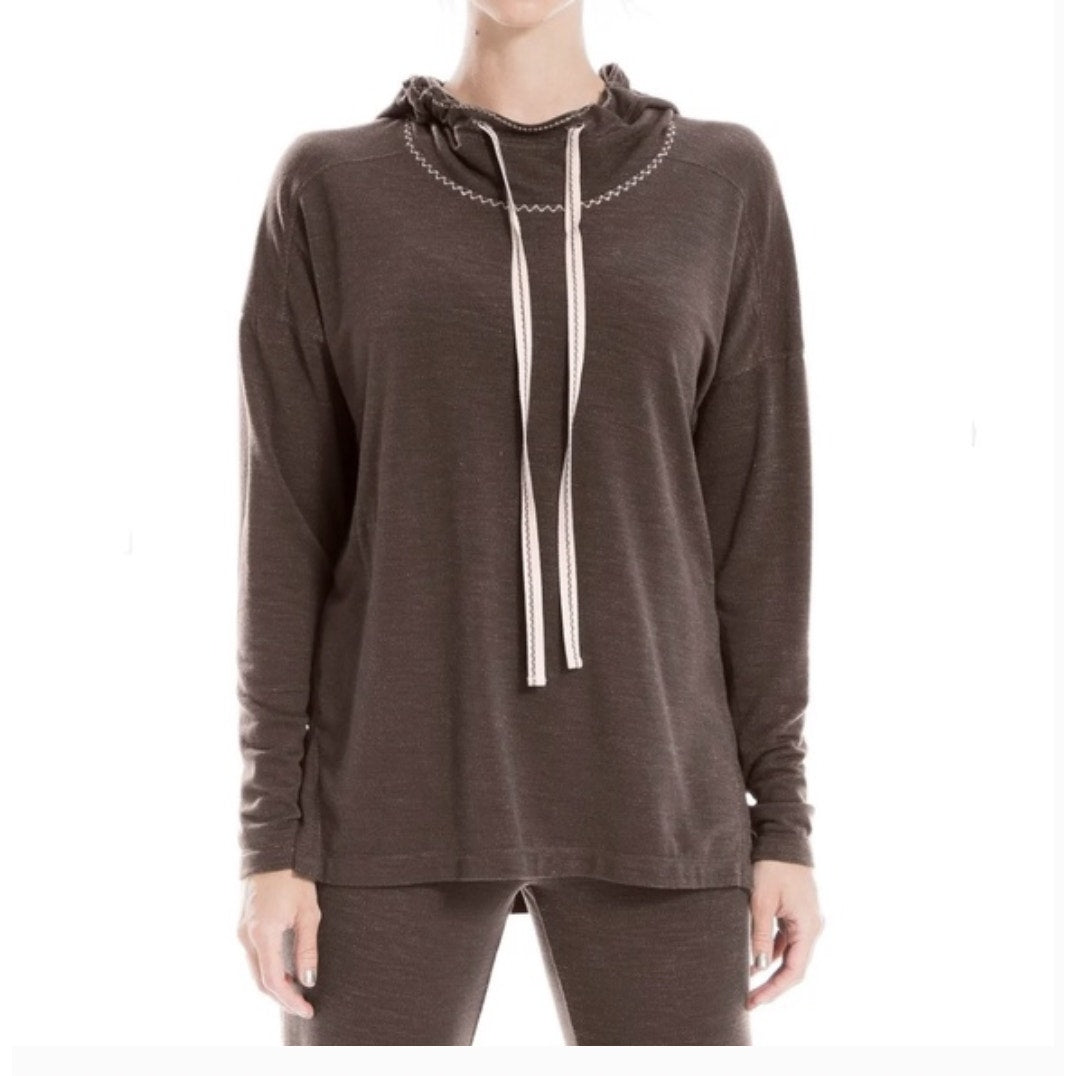 Max Studio Long Sleeve Drawstring Hoodie Top Sz Large in Olive NWT