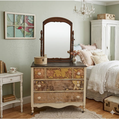 Secondhand Sandies: Mustard Farmhouse 3 drawer dresser with Mirror