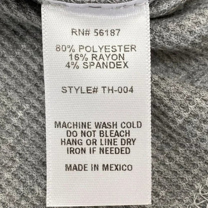 Baea Los Angeles Raw Seams Waffle Thermal Bell Sleeve Top Sz LARGE Grey NWT
