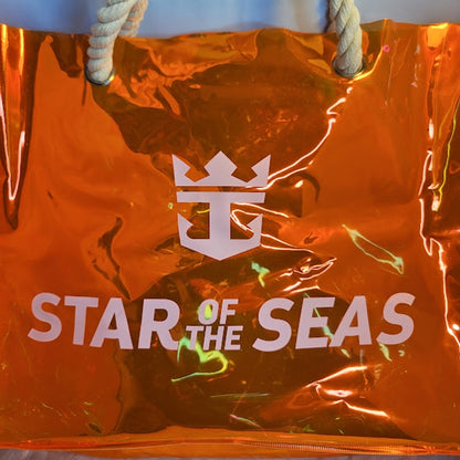 Royal Star of the Seas Orange iridescent Tote Beach Bag Rope Handle 16" x 12"
