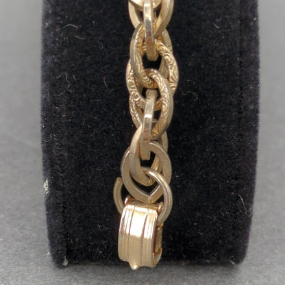 Vintage Textured Gold Tone Rope Chain Link Bracelet Whimsigoth 90s Minimalist
