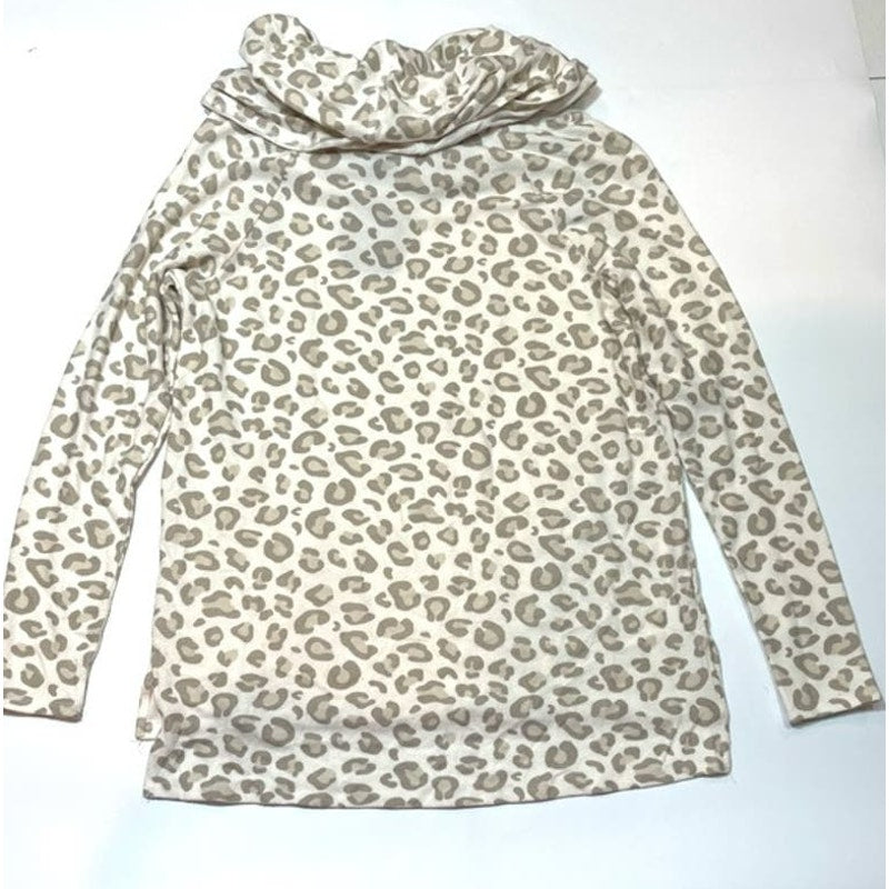 Gibsonlook Cowl or Off Shoulder Tunic Top Sz Medium in Oatmeal Animal Print NWT