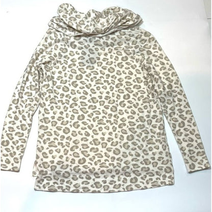 Gibsonlook Cowl or Off Shoulder Tunic Top Sz Medium in Oatmeal Animal Print NWT