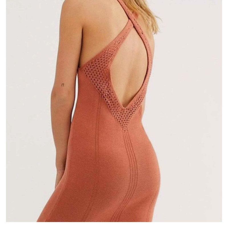 Free People Knockout Swit Slip Mini Dress Size SMALL NWT Orangey bodycon