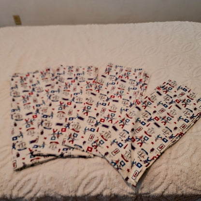 VINTAGE set of 4 YOUTH Curtains drapes 40" w x 54.5" L CIRCUS  Red white blue