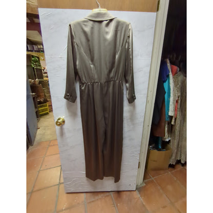 Liz Claiborne Vintage Shimmer Olive Green Jumpsuit Pantsuit Petite 6 Glam 1980s