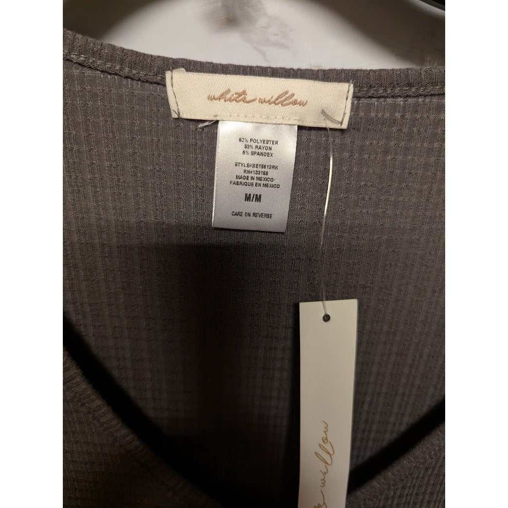 White Willow NEW Size Medium Textured Top Thermal long sleeve top gray