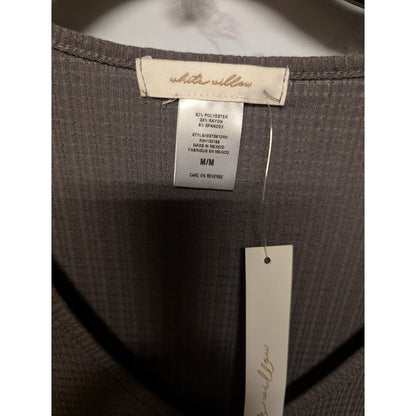 White Willow NEW Size Medium Textured Top Thermal long sleeve top gray