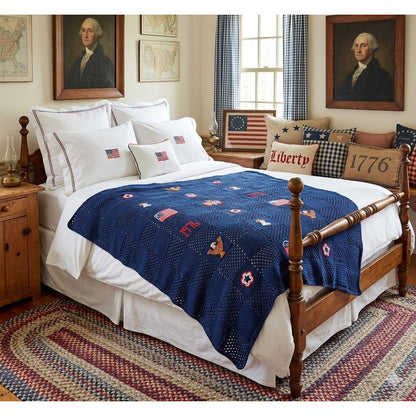 AMERICAN bicentennial freedom Crochet Afghan Throw Blanket 58”X 64” Beautiful
