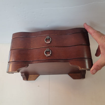 Vintage Burl wood jewelry box Rings necklace cufflinks 2 Compartment Vanity