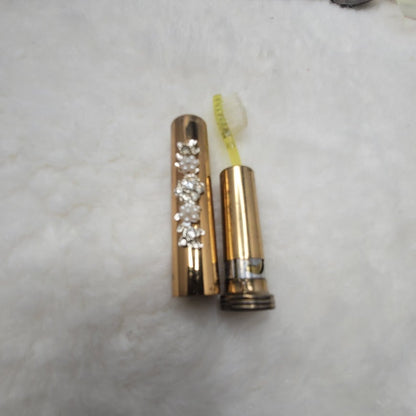 Vintage Rhinestone Faux Pearl Gold Tone Retractable Travel Toothbrush Case