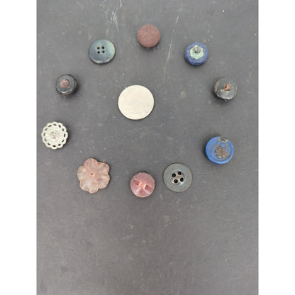LOT of 10 Antique Vintage Victorian Brass Mixed Materials Buttons ESTATE FIND D