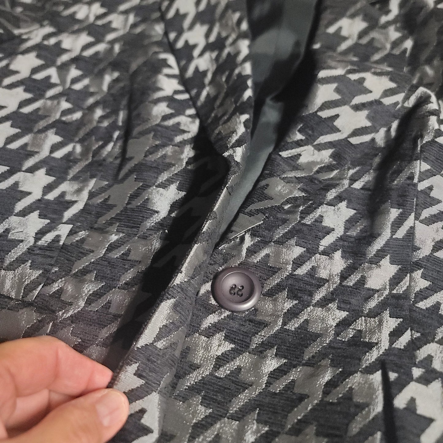Louben Houndstooth Wool Blend Blazer Jacket Size 10 Vintage Dark Academia Chic