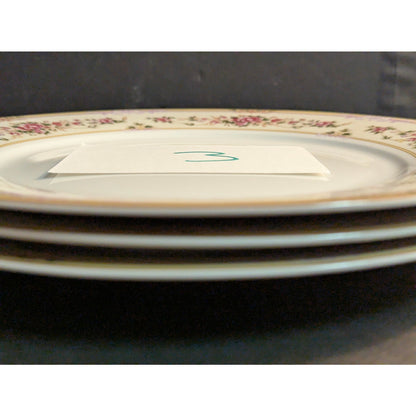 Vintage Lynns Fine China Dinner Plates Set of 3 Floral Gold Trim French Country