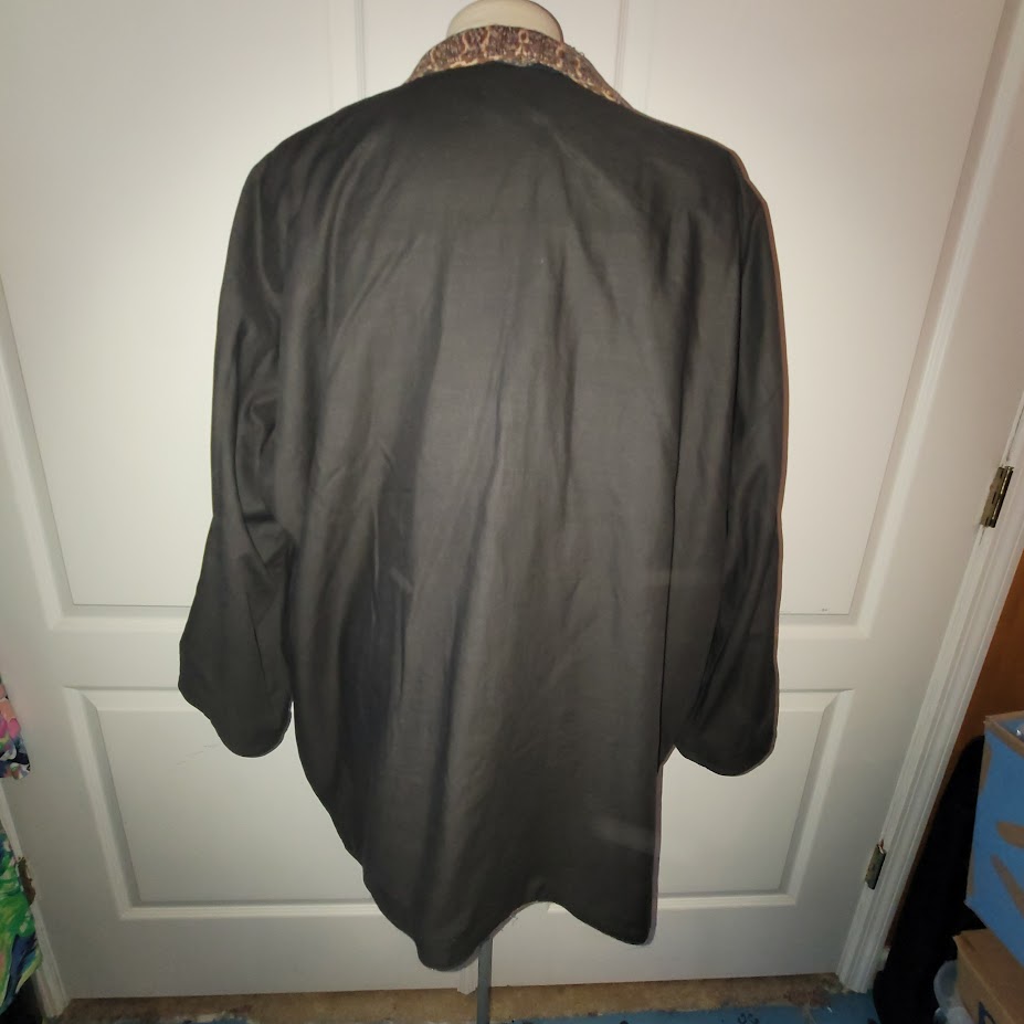 Vintage Reversible Open Front Jacket XL Tribal Stripe Art to Wear Boho Kimono