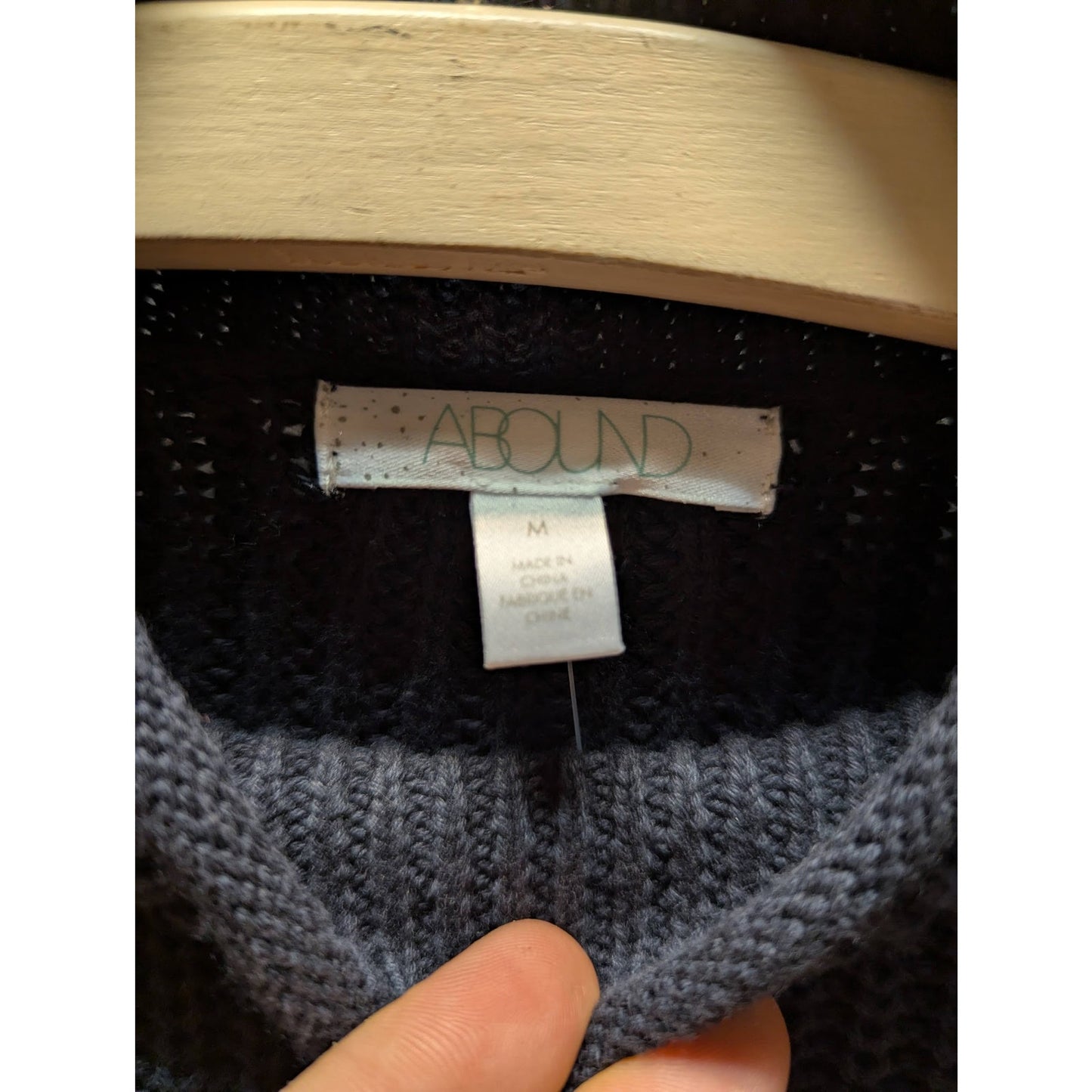 Abound Size Medium NAVY BLUE Cotton sweater mock neck long sleeve knit