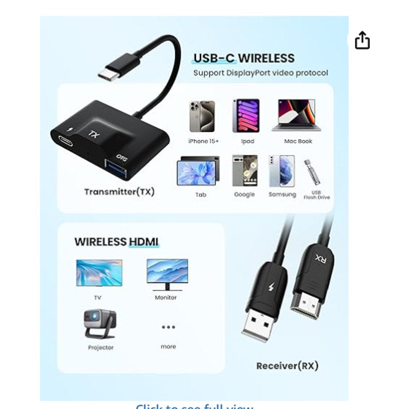 Wireless HDMI Transmitter Receiver USB/HDMI Extender Kit Streaming Video Audio