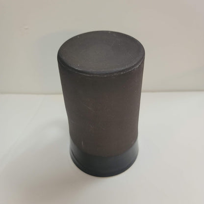 Handmade Art Pottery black matte gloss tall mug cup gold rim heart