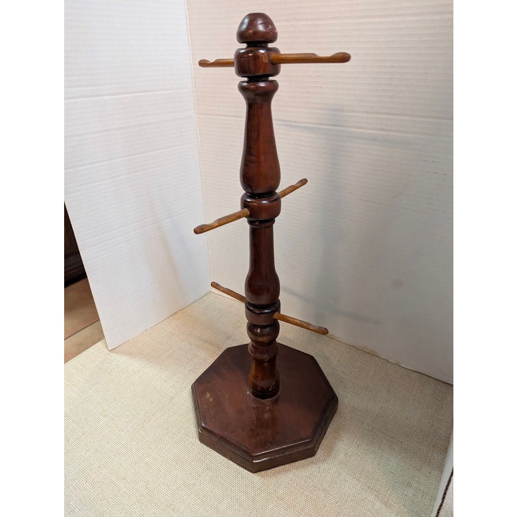 Vintage Mug Tree Holder Wood 6 Peg Coffee Cup Stand MidCentury Kitchen Organizer