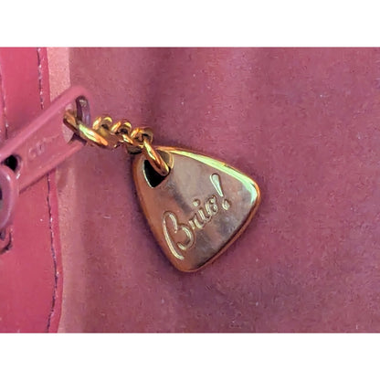 Vintage Brio Fuchsia Pink Leather Gathered Pouch Frame Clutch Bag