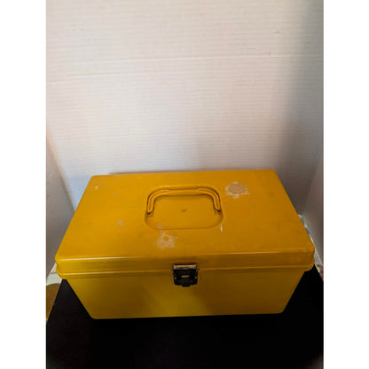 Vintage Wil-Hold yellow sewing box solid lid retro craft storage 1960s