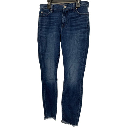 7 For All Mankind Raw Hem Damaged Destroyed Denim Ankle Jeans Size 28 Blue NWT