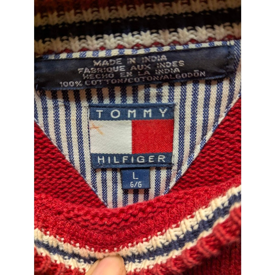Vintage Toacmmy Hilfiger Burgundy Sweater Large Preppy Y2K Womens