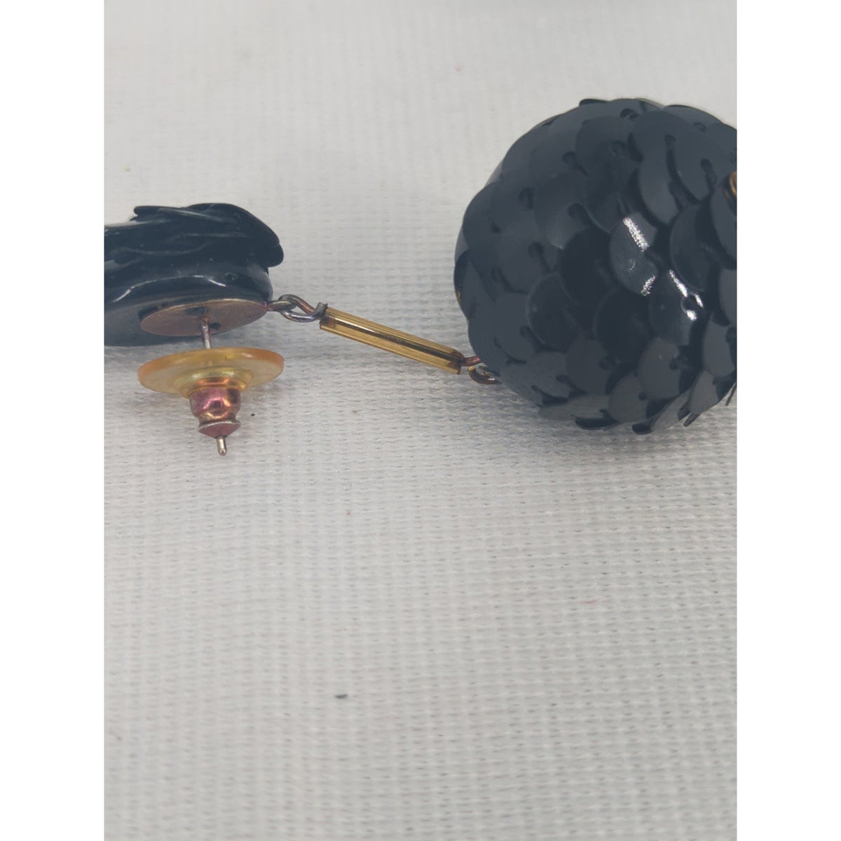 Vintage Black Rose Faceted Ball Dangle Drop Earrings Retro Gothic Chic