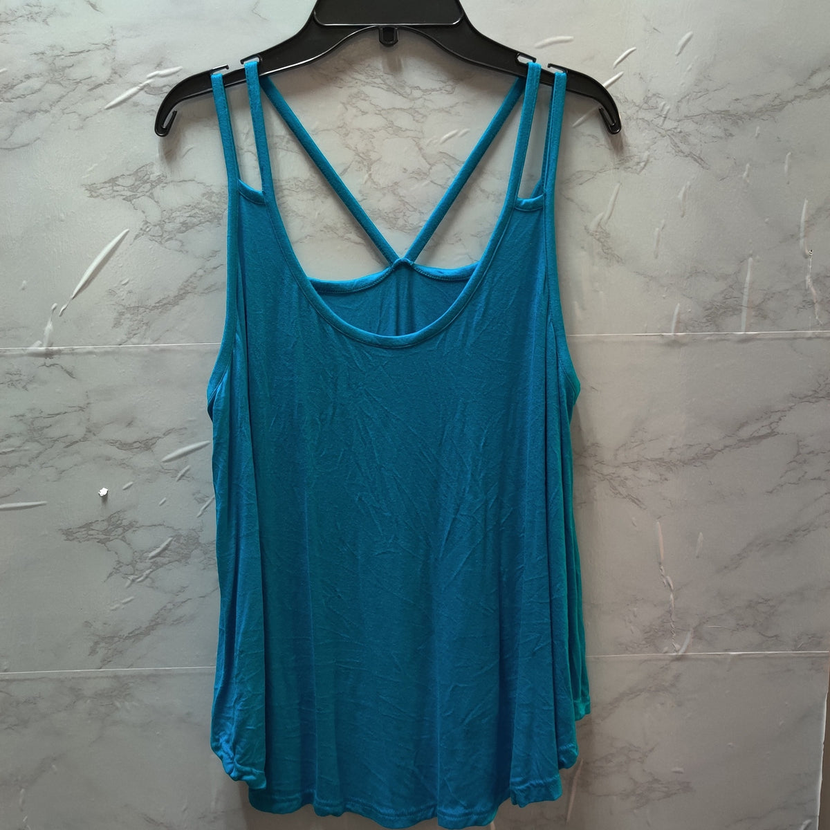 Básico Teal Crisscross Strappy Tank Top Casual Summer Sleeveless Basic Small