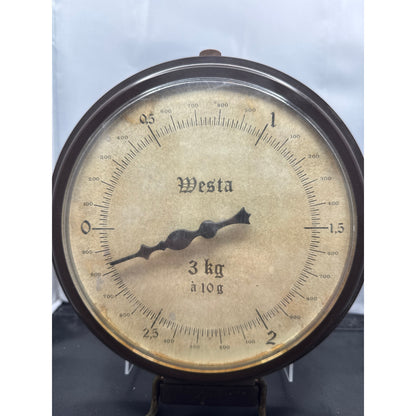 Vintage WESTA 3 KG scale wall mound brass bowl Germany European Farmhouse