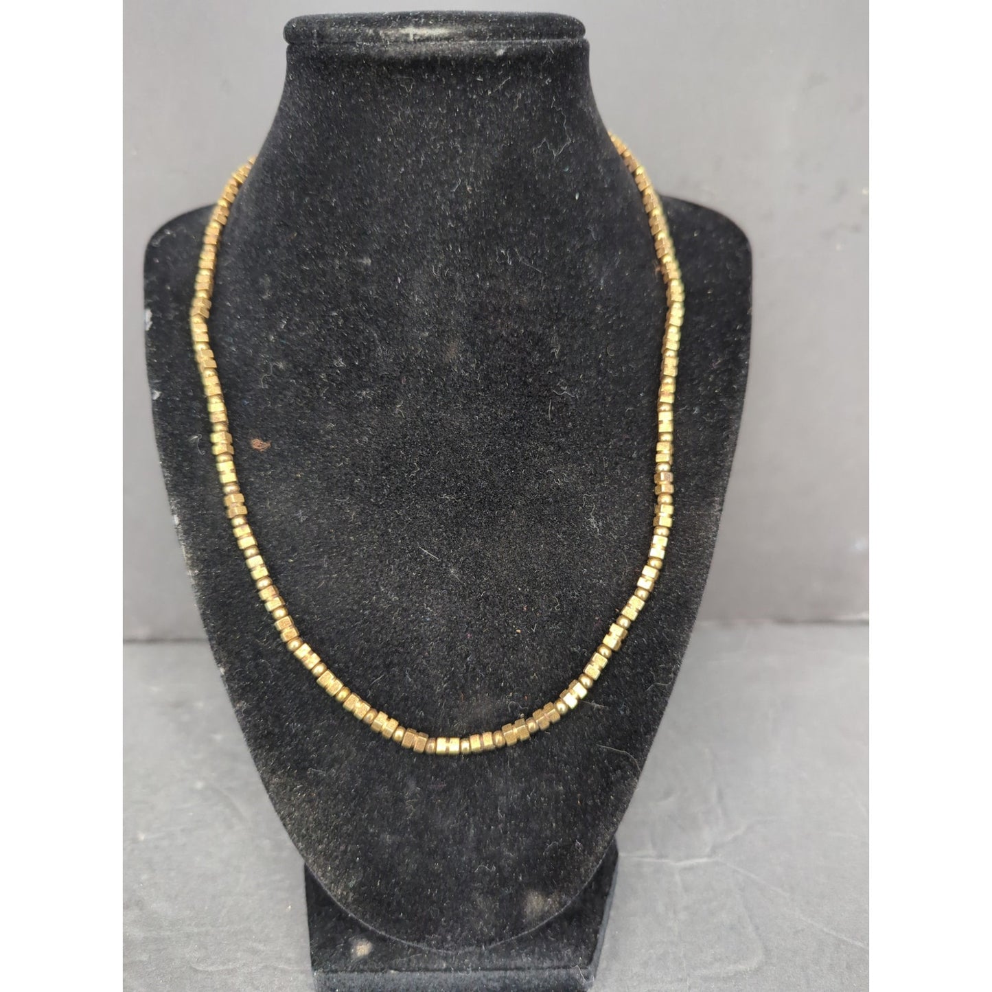 Vintage Gold Tone Brutalist Segmented Block Chain Collar Necklace Retro